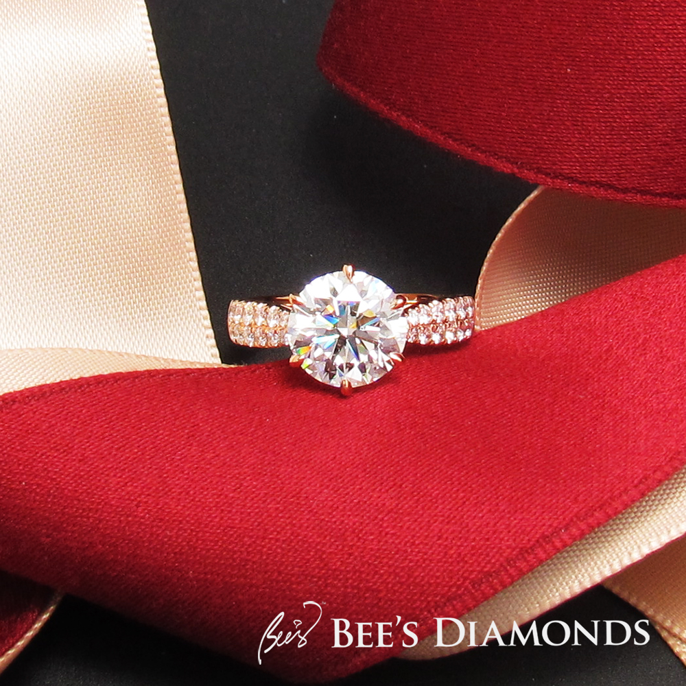 18K Rose gold engagement ring with diamond Hong Kong bespoke